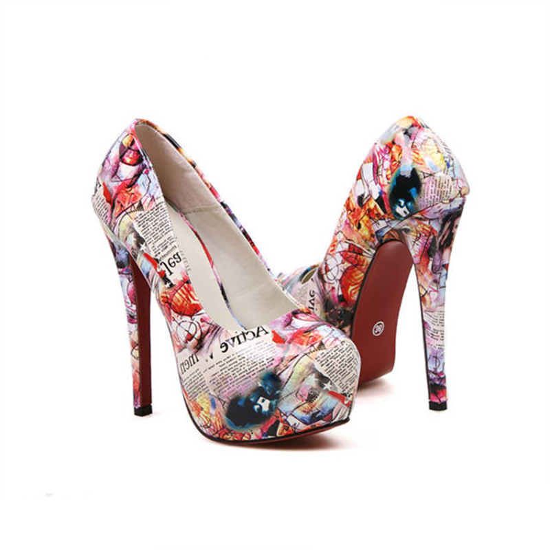 Wholesale Cheap Stiletto Heels Shoes New Style Oil Painting 14cm ...