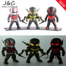 3pcs/set Ant-man Action Figures Q version Collectible Model toys Marvel Eyes glow Avengers Classic figures Children Gift toys