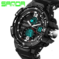 SANDA Famous Brands LED Digital Analog Outdoor Sports Watches Mens Chronograph Dual Times Army Military Men