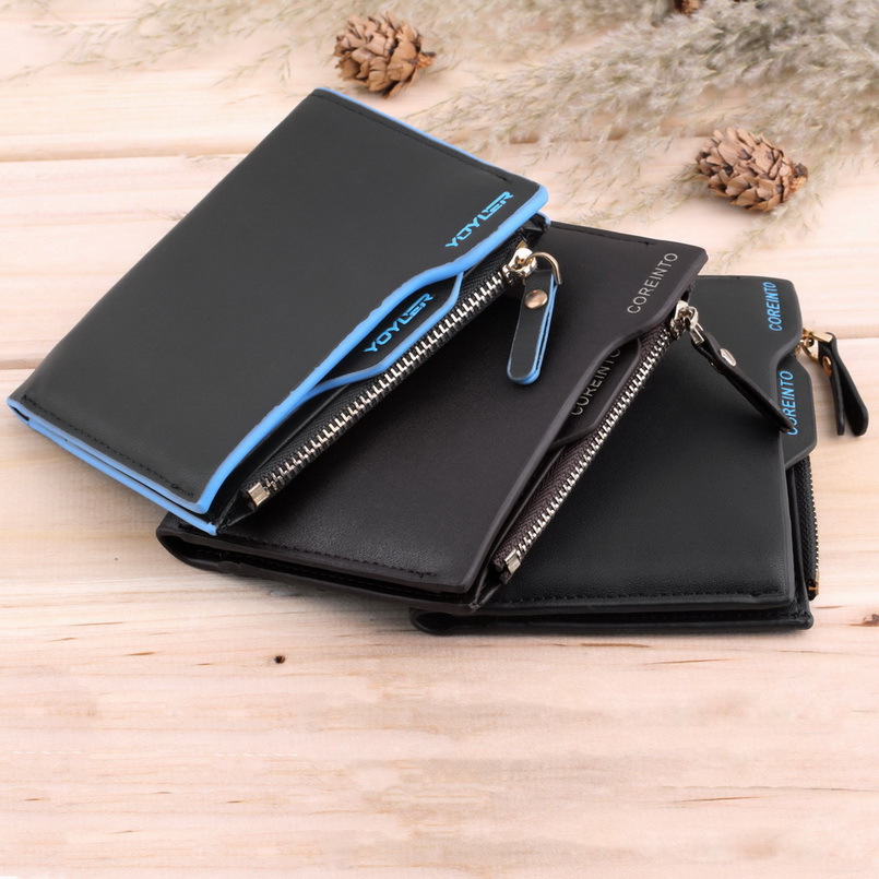 1pcs 2015 fashion men wallets Faux Leather Bifold Wallet ID credit Card holder Coin Purse Pockets