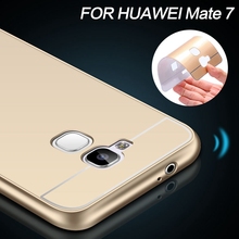 with Brand LOGO hole Case for Huawei Ascend Mate 7 luxury Gold Aluminum Acrylic Hard Back