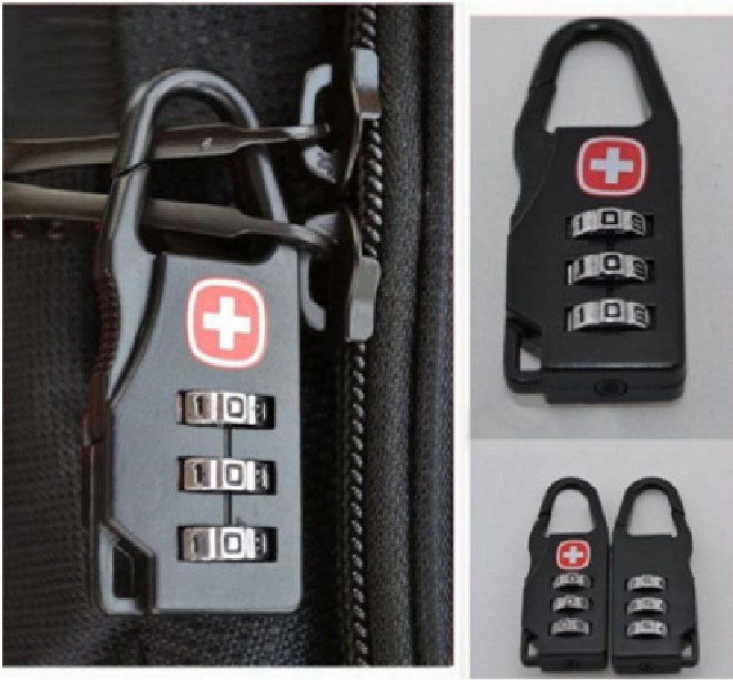 Alloy Swiss Cross Symbol Combination Code Number Lock Padlock for Luggage Zipper Bag Backpack Handbag Suitcase Drawer Cabinet