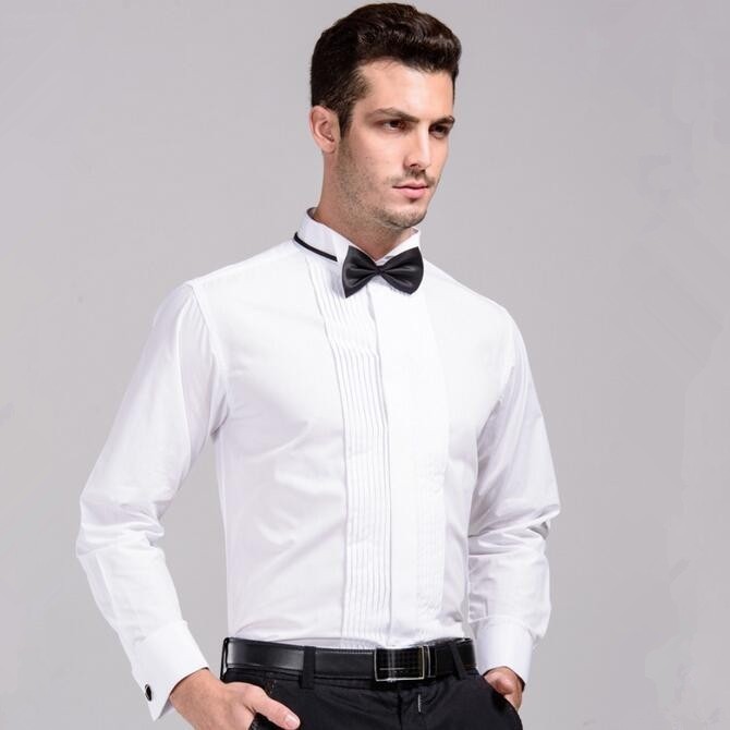 collared shirt with bow tie