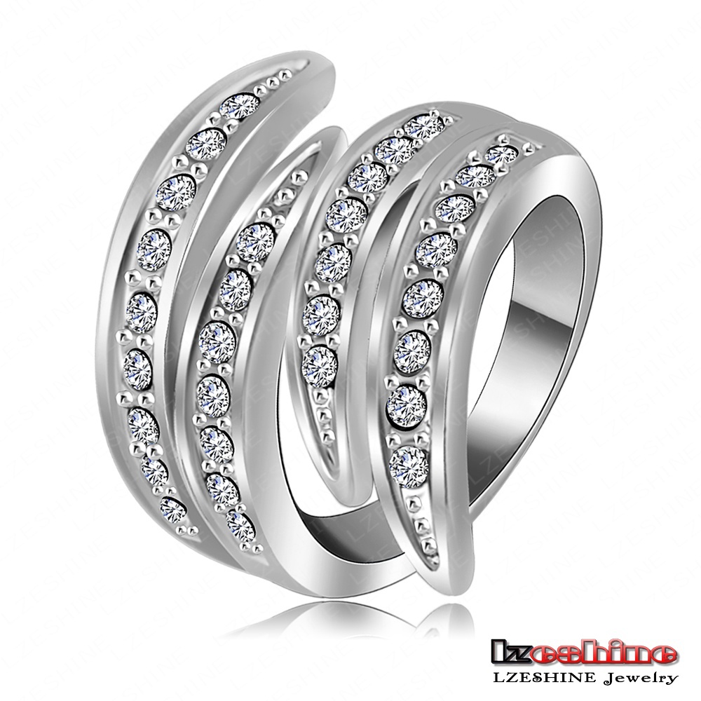 Newest Angel s Wing Engagement Rings With Platinum Plating and Pave Czech Crystals Fashion Jewelry Ri