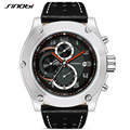 SINOBI Chronograph Mens Sports Stock Wrist Watches Date Waterproof Males Geneva Quartz Clock Military Relogio Masculino