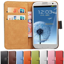 Чехол-бумажник из настоящей кожи с подставкой для Samsung Galaxy S3 i9300 SIII, флип-кейс с 2 держателями для карт, 2 стилей