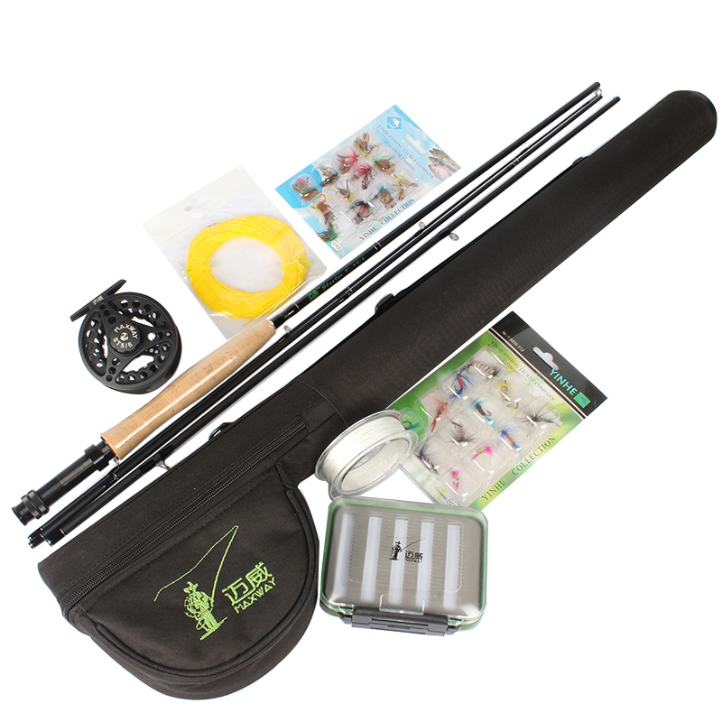 Goture 2016 Fly Fishing Rod Set 2.7M carbon fly fishing rod 3/4# reel with line lure Files and line connector