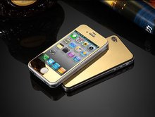 For IPhone 4 4s Front and Back High Quality Premium Mirror Electroplating Color Tempered Glass Screen Protector