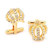 Free Shipping New Classic Crown Molding Set Auger Men Cufflinks French Men Cufflinks Crystal Shirt Cuff Links Wholesale Retail