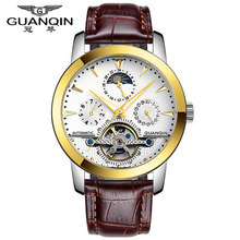 Original GUANQIN Top Brand Luxury Watches Men Tourbillon Automatic Skeleton Mechanical Waterproof Sapphire Mirror Men Watches