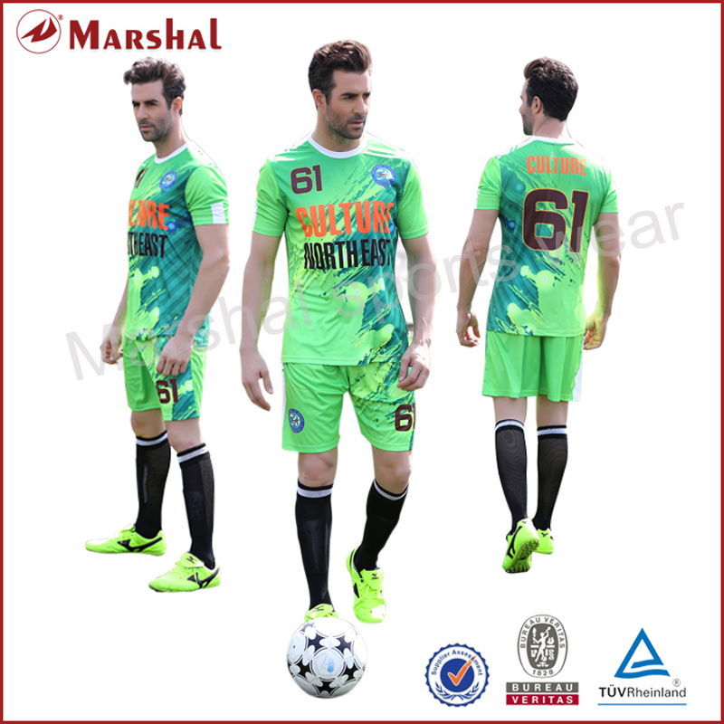 Cheap Sublimated soccer uniform,custom your team soccer jersey,green football jersey