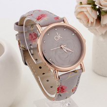 New Arrival 6 Colors Print Flower Matte Texture Strap Quartz Wristwatches Gold Women Dress Watches Relogios Feminino
