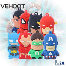 2016 Wholesale Avengers Justice League Superhero USB2.0 Flash Drive Pendrive Cartoon Hero Memory Disk Stick 64 8GB Gift VEHOOT