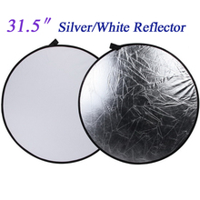32″ 80cm 2 in 1 Round Flash Photo Studio Collapsible Light Photography Camera Reflector Silver White Fotografia Reflectors Disc