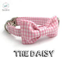 pink dog collar bow tie personal custom pet pupply designer handmade DIY product dog &cat necklace XS-XL