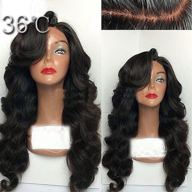 100 Human Hair Wigs For African Americans Human Hair Full Lace Wigs 200 Density Peruvian Hair Lace Front 32inch With Big Bangs