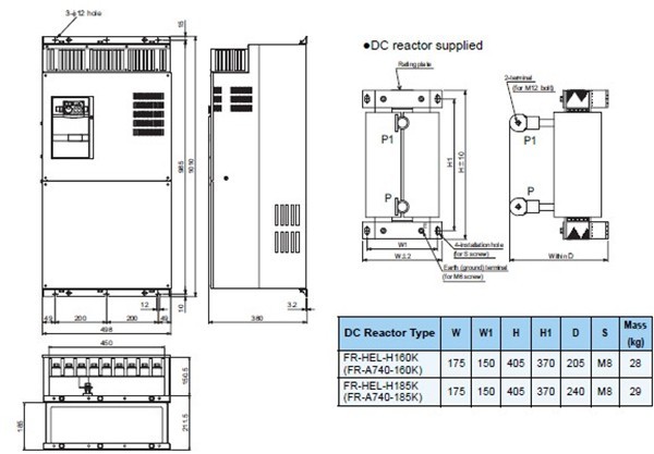 FR-A740-160K-CHT dimensions