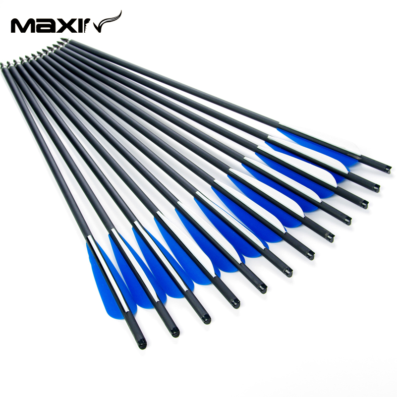12pcs Lot 8 8mm Archery Carbon Arrow 20 Inch Blue Turkey Feathers Iron Shooting Hunting Carbon
