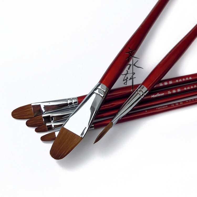 6Pcs Matisse Oil Paint Brush Set Weasel Hair Artist Brushes Filbert Acrylic Gouache Paint Brush Wooden