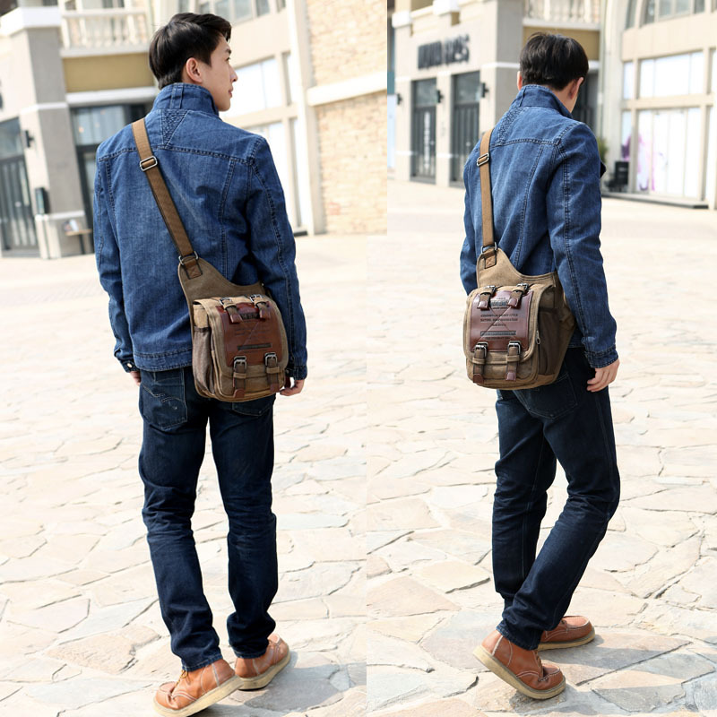Vintage canvas new man bag European stylish men shoulder versatile Messenger bags uk male ...