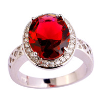 Women Classic Anniversary Jewelry Rings Red Ruby Spinel 925 Silver Ring Size New Fashion 7 8 9 10 11 12 Free Shipping Wholesale