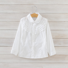 Girls White Blouse 100 Cotton Lace School Girl Blouse For Girls Long Sleeve Shirts Spring Autumn