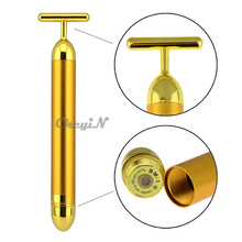 Energy Beauty Bar Waterproof 24K Gold Pulse Firming Massager Roller Facial Eye Pouch Remover Face Care