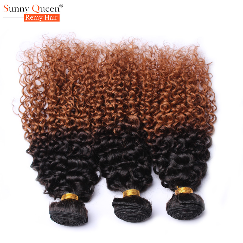 Rosa Queen Hair Products Ombre Hair Kinky Curly Virgin Human Hair Extensions 3Bundles Ombre Peruvian Afro Kinky Curly Hair Weave