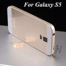 S5 Luxury Ultra thin Aluminum Metal Frame And Acrylic Battery Back Cover Case For Samsung Galaxy S5 I9600 2 in 1 Phone Bag Cover