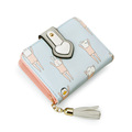Japan And Korean Style Simple Fashion Money Clip Women Designer Adorable Cartoon Print Wallet Tassel Ornament