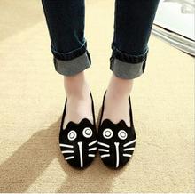 Free Shipping 2015 Women’s shoes personality the cat dog shoes velvet flat comfortable flats shoes