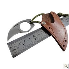 Handmade Combat Tactical Claw hobby  survival Karambit Ring 3″ Knife Card knife credit card knife+Leather Sheath