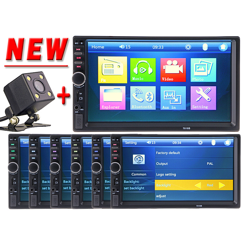 Hot 2 Din Car Video Player 7'' HD Bluetooth Stereo Radio FM MP3 MP5 Audio USB Auto Electronics autoradio With Rear View Camera