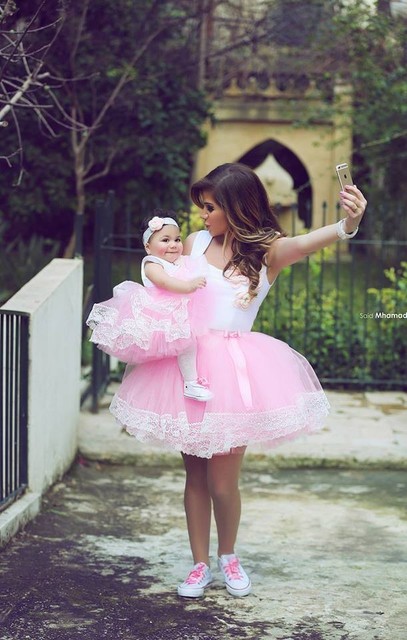 High Quality Romantic Pink Ball Gown Short Mother Daughter Dresses Matching Evening Dress For Wedding Party Prom 2 Pcs