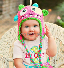 Free Shipping New Coming Handmade Crochet Newborn baby Monster Beanie for Photo Props and Christmas Gift Baby Hat