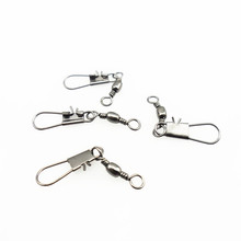 50pcs Stainless steel swivels interlock snap fishing lure tackles winter fishing gear accessories Connector copper swivel
