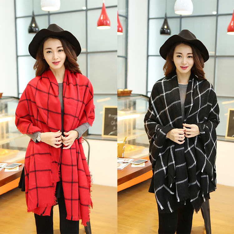 Winter 2016 font b Tartan b font Scarf Plaid Scarf New Designer Women Acrylic Basic Shawls