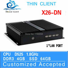 cheapest hot 1080p mini video micro pc mini pc nuc X26-DN D525 1.8G HZ 4G ram 64g ssd run Linux/Ubuntu/window 7