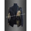 Men blazer Men Black Gold Sequins Summer Blazer Slim Men Performance Costume Stage Wear Jaqueta Masculina