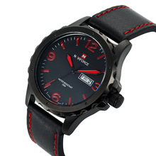 Hombre del ejército militar reloj del deporte del Relogio Masculino Naviforce marca de cuero resistente al agua fecha horas reloj de cuarzo relojes