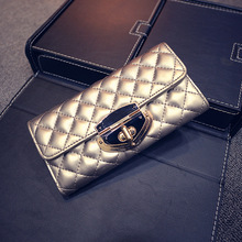 2016 Brand Design Fashion golden Leather Wallet Women phone Purse Female Clutch Wallets Ladies Long Carteira Feminina handbag