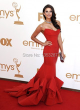 new mermaid celebrity dresses sweetheart ruffles vestidos satin dress party evening elegant free shipping red carpet dresses