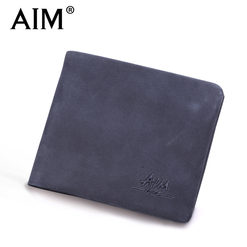 AIM men's short male leather wallet AONISI matte leather wallet brand men's small wallet