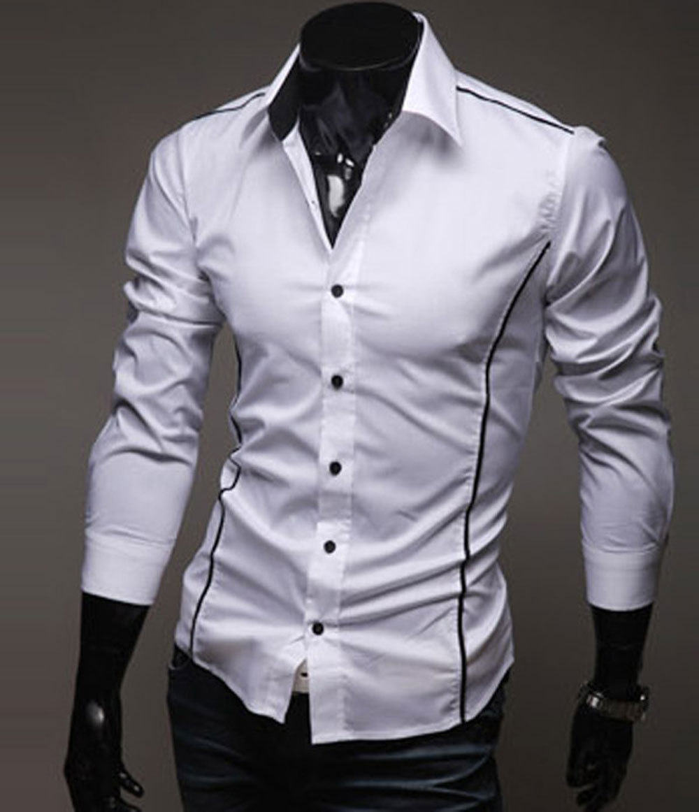 Белая мужская рубашка слим фит