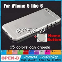 New For iPhone 5S like iPhone 6 Hard Glass Metal Back Housing Middle Frame Cover for iPhone 5s