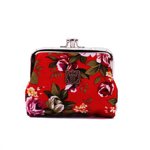 Hot On Sale Double Clips Canvas Wallets And Coin Purse For Women With Multi Floral Pattern 2016 Female Card Holder Mini Wallets