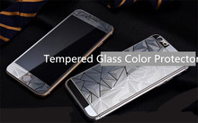 New 3D Rhombic Electroplated Phone Tempered Glass Front and Back 2 Sides Full Cover Screen Protector for iphone 6 6S 6plus