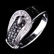 Black / White Sapphire White Gold Filled Ring Women’s 10KT Finger Rings Lady Fashion Jewelry Promotion Size 6/7/8/9/10