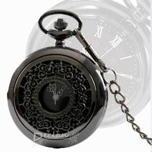 Free shipping 2015 New top sale gun black Roman numerals Vintage watch Quartz Pocket Watch With