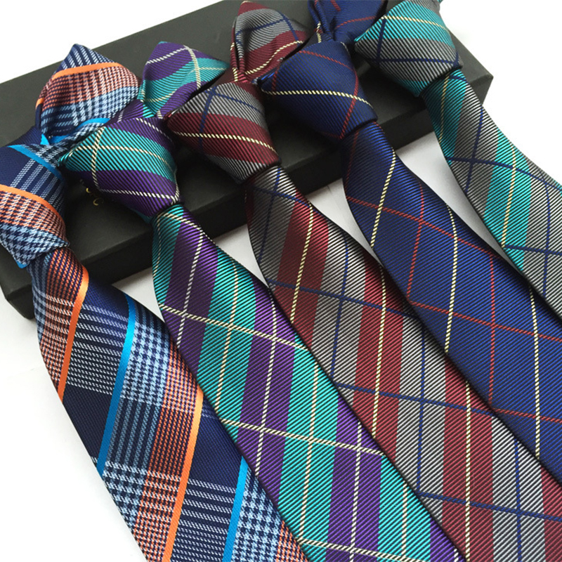 Fashion Mens Accessories font b Plaid b font Polyester Ties for Men Brand Neckwear Business Wedding